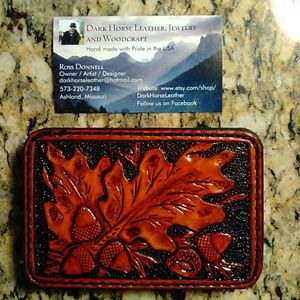 Hand Tooled Oakleaf and Acorns Buckle